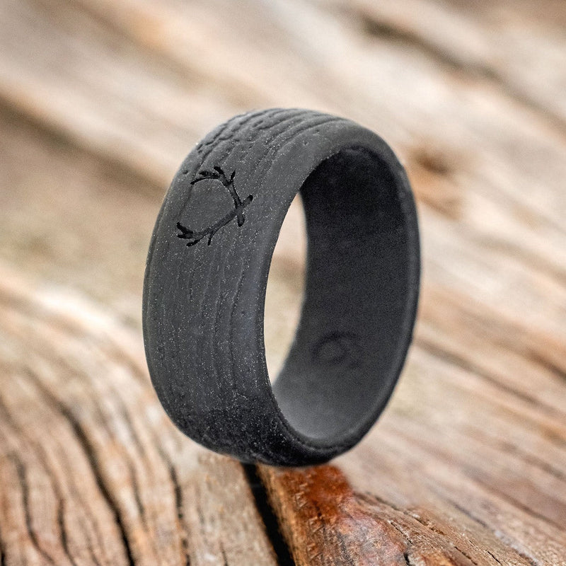 BLACK WOOD GRAINED SILICONE WEDDING BAND-1