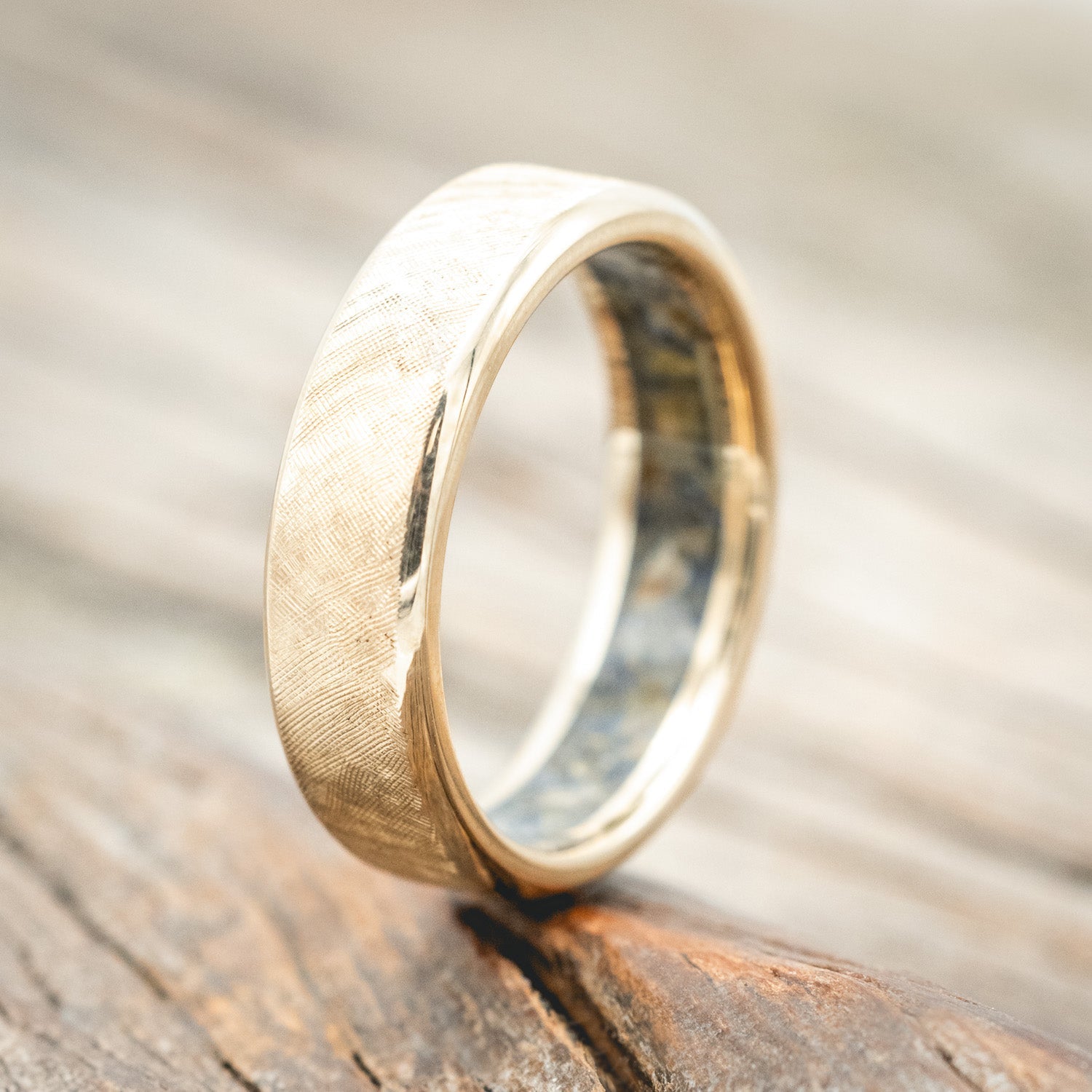 BLUEBELL LINED RING WITH A FLORENTINE FINISH-Staghead Designs