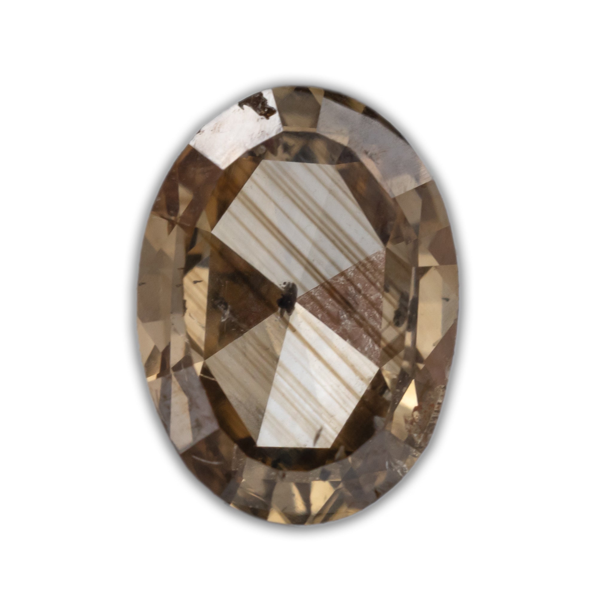 An oval champagne diamond on a white background.