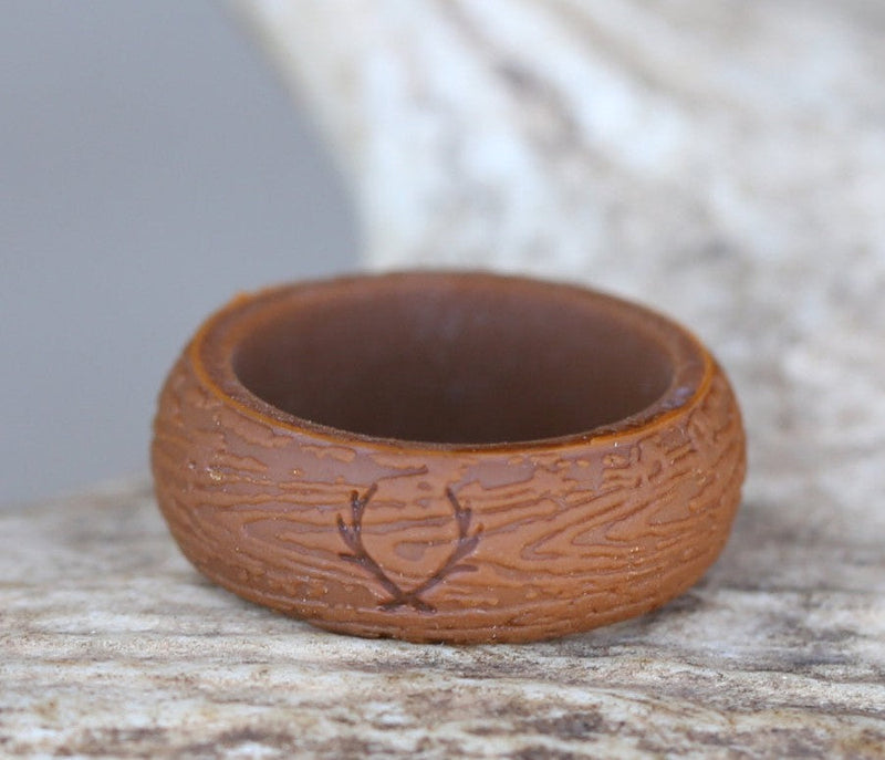 BROWN WOOD GRAINED SILICONE WEDDING BAND-1