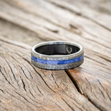 "VERTIGO" - HAMMERED LAPIS LAZULI WEDDING BAND-6