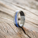 "VERTIGO" - HAMMERED LAPIS LAZULI WEDDING BAND-4