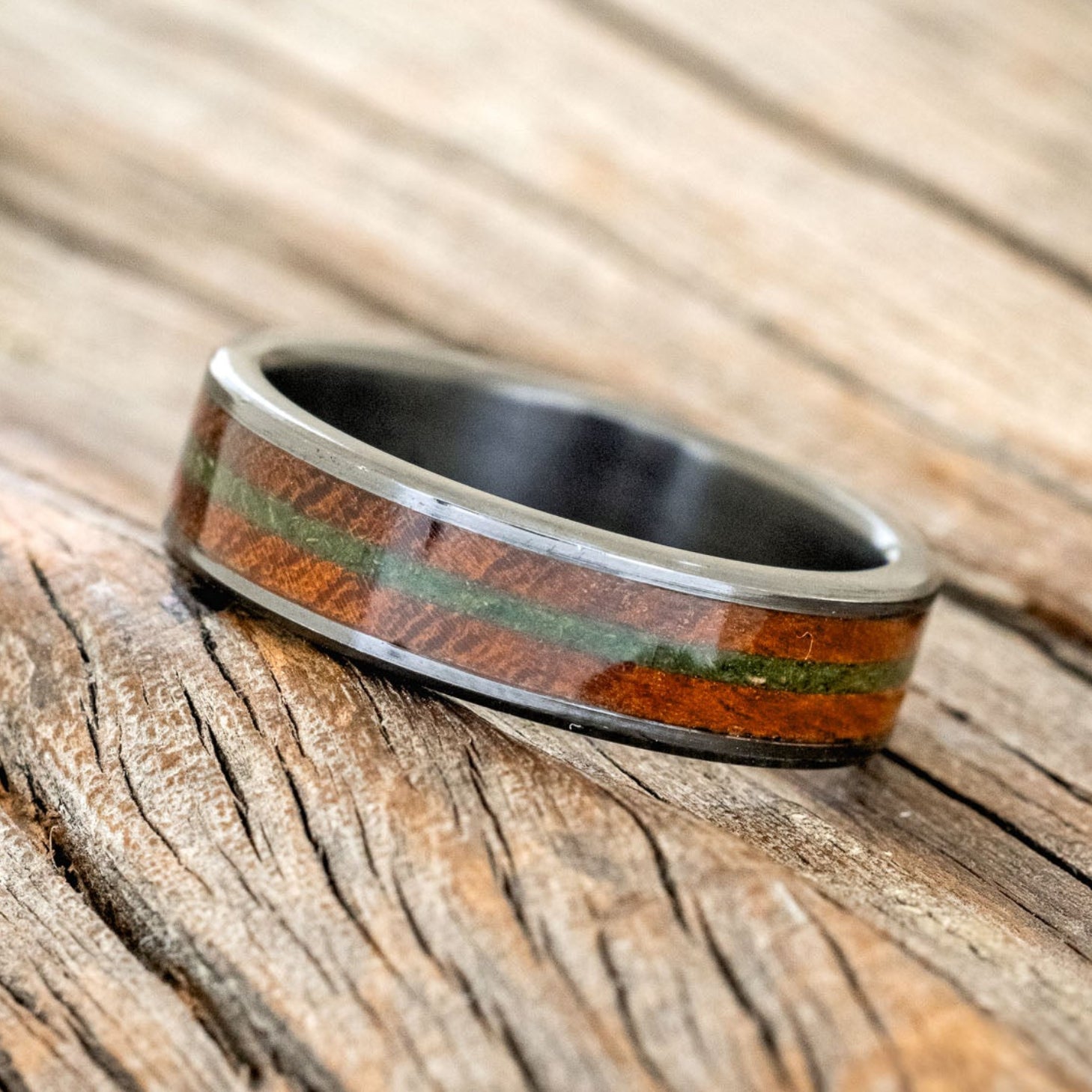 "RAINIER" - IRONWOOD & MOSS WEDDING BAND-2
