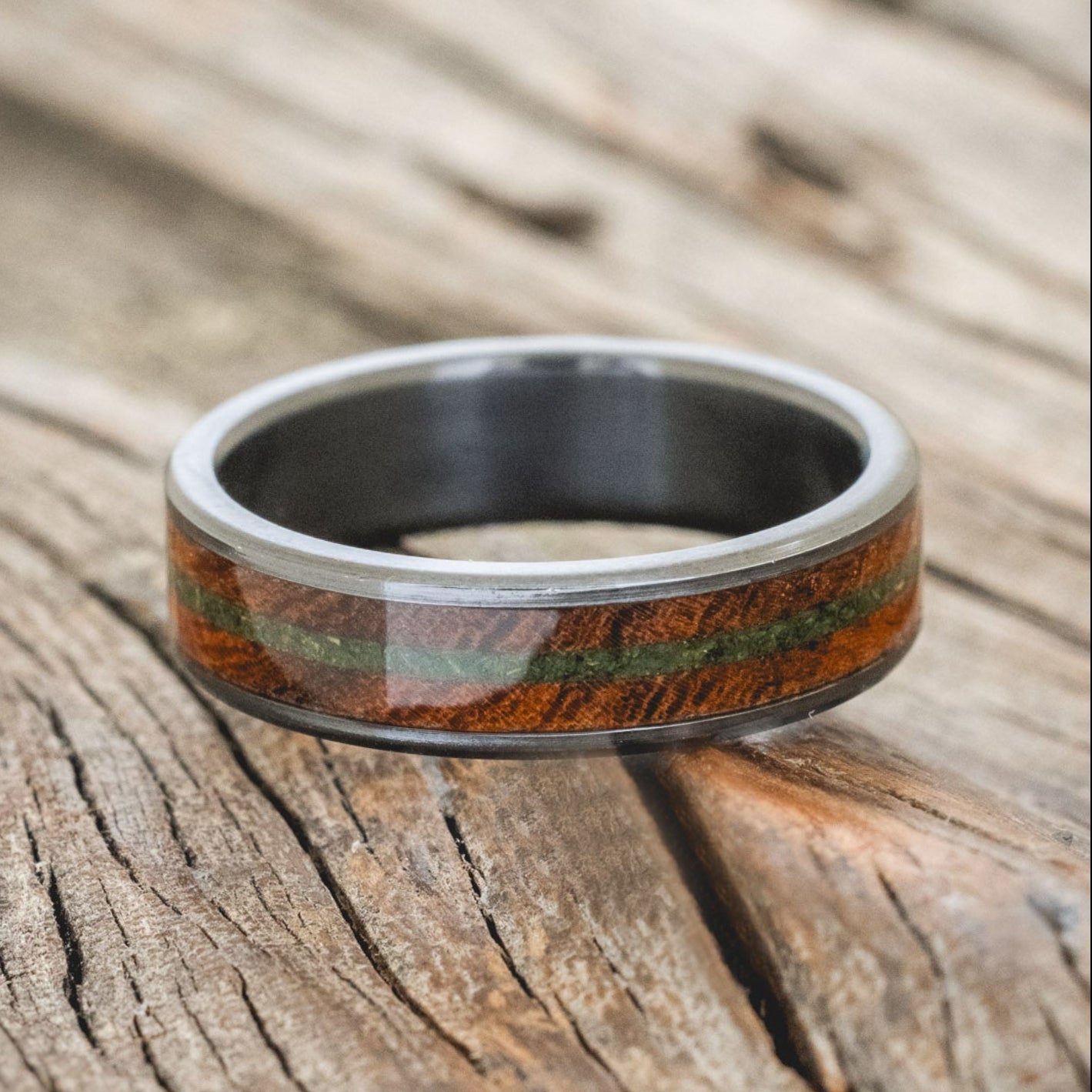 "RAINIER" - IRONWOOD & MOSS WEDDING BAND-3