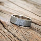 HAMMERED BLACK ZIRCONIUM WEDDING RING WITH A 14K GOLD LINING-2