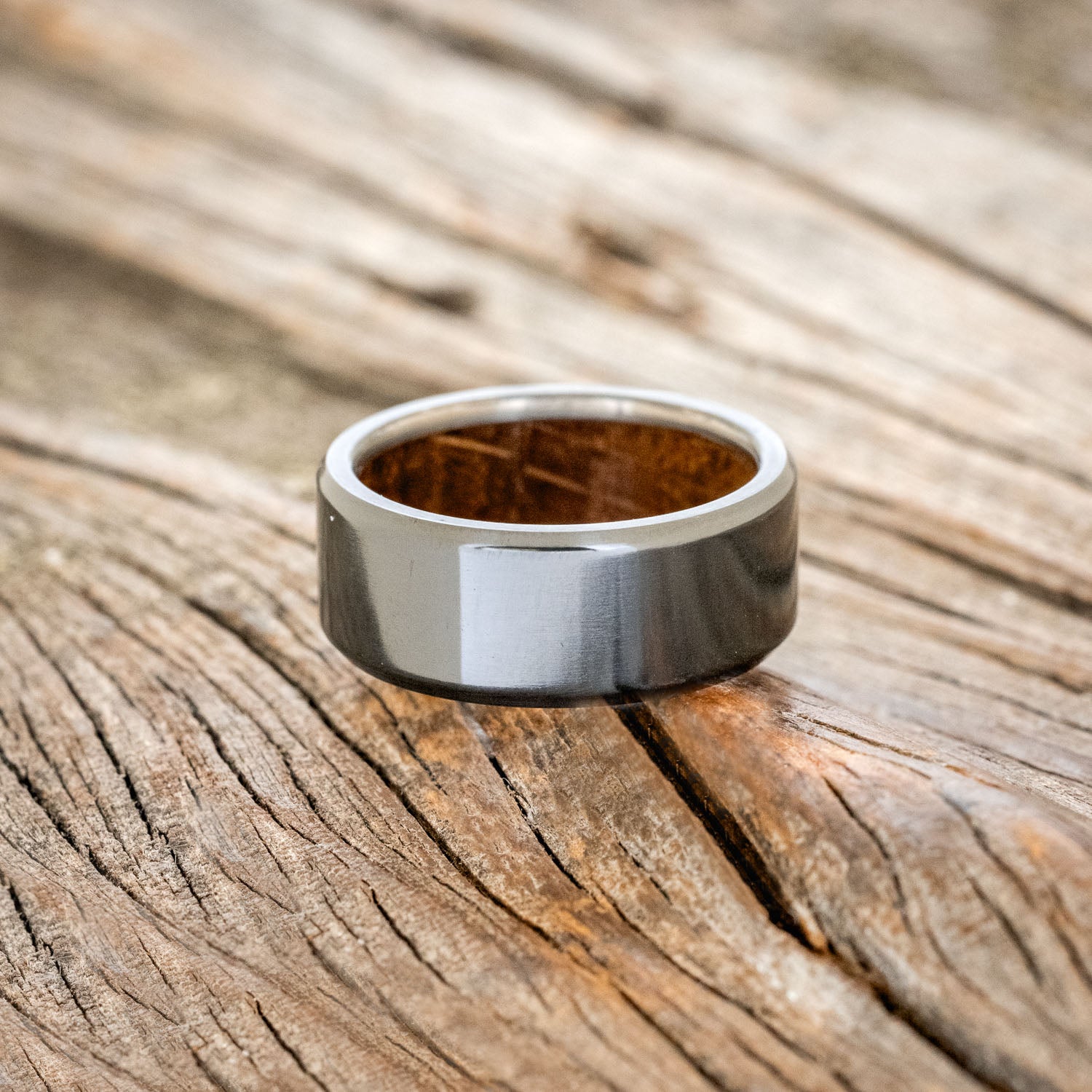 WHISKEY BARREL LINED WEDDING BAND-16