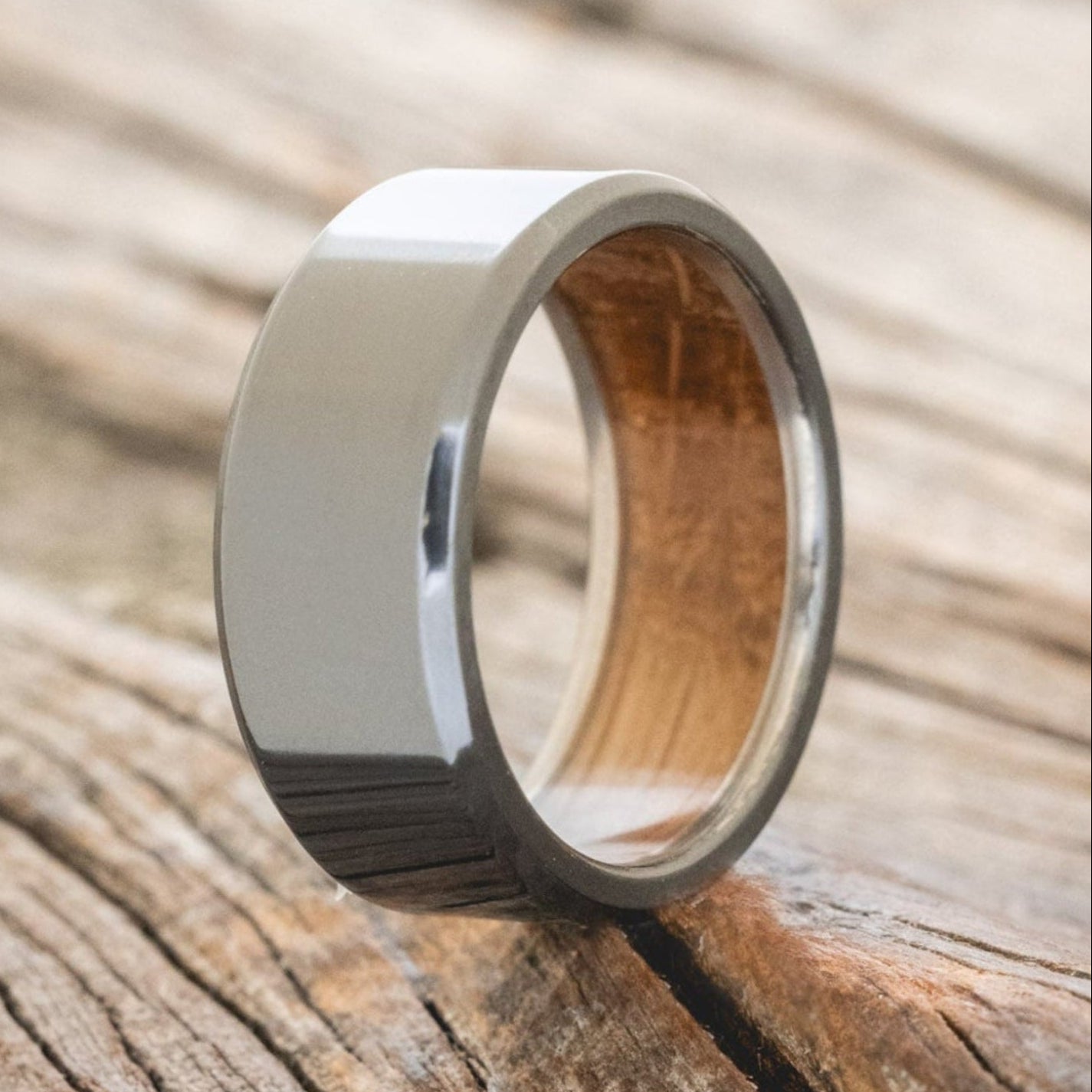 WHISKEY BARREL LINED WEDDING BAND-14
