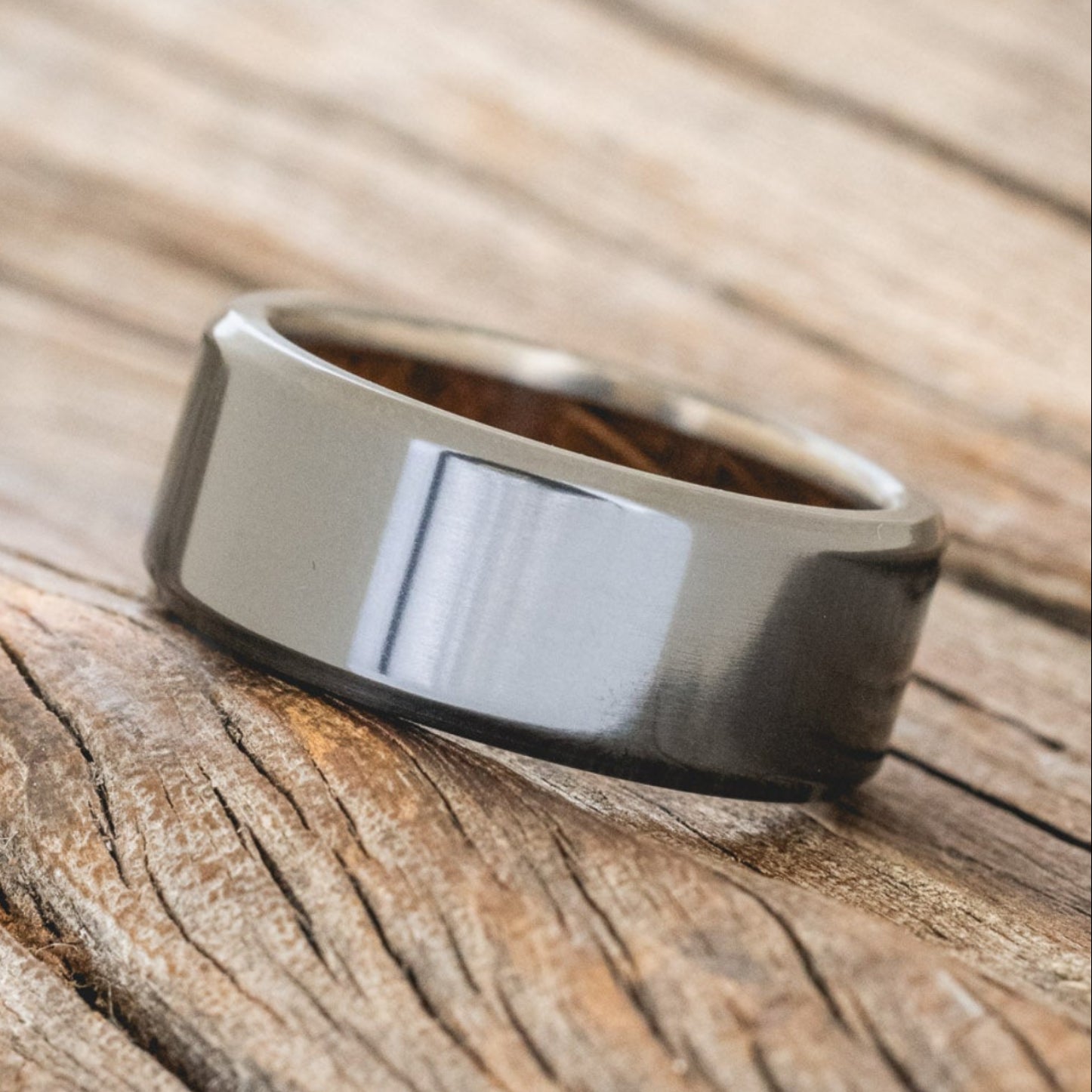 WHISKEY BARREL LINED WEDDING BAND-18