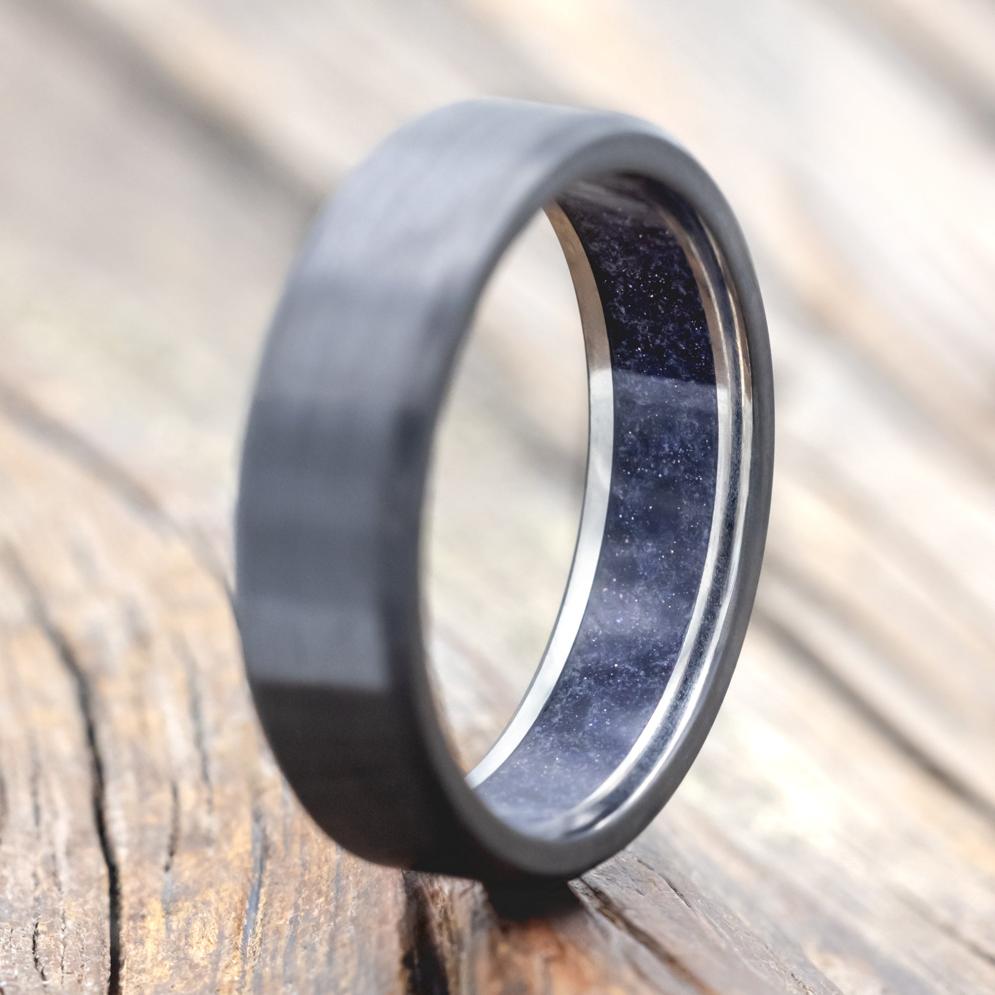 BLUE GOLDSTONE CHANNEL LINED RING-Staghead Designs