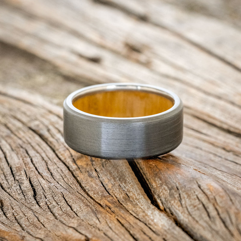 SPALTED MAPLE LINED WEDDING BAND WITH A BRUSHED FINISH - READY TO SHIP-9