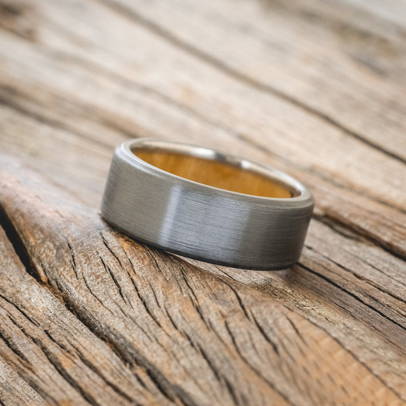 SPALTED MAPLE LINED WEDDING BAND WITH A BRUSHED FINISH-10