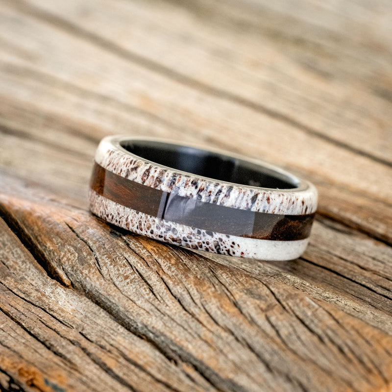 "CANYON" - ANTLER & IRONWOOD WEDDING BAND - READY TO SHIP-5