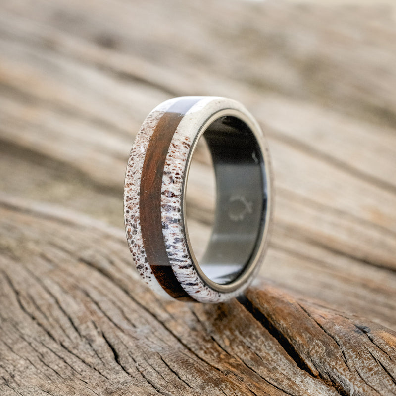 "CANYON" - ANTLER & IRONWOOD WEDDING BAND - READY TO SHIP-4