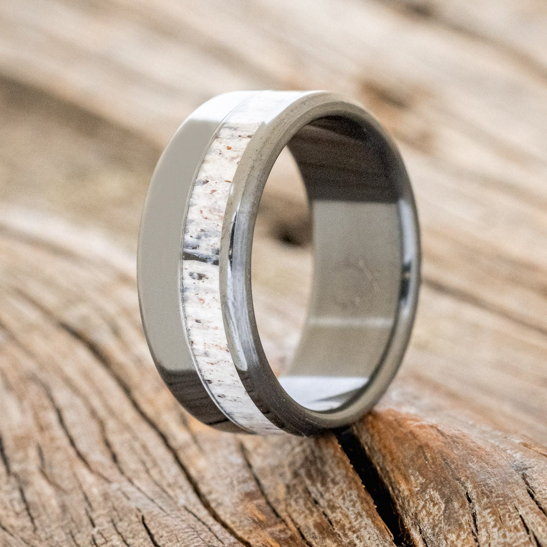 "CASTOR" - OFFSET ANTLER WEDDING RING-10