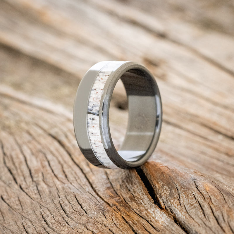 Castor - Offset Antler Wedding Ring - by Staghead Designs - Titanium - Men's