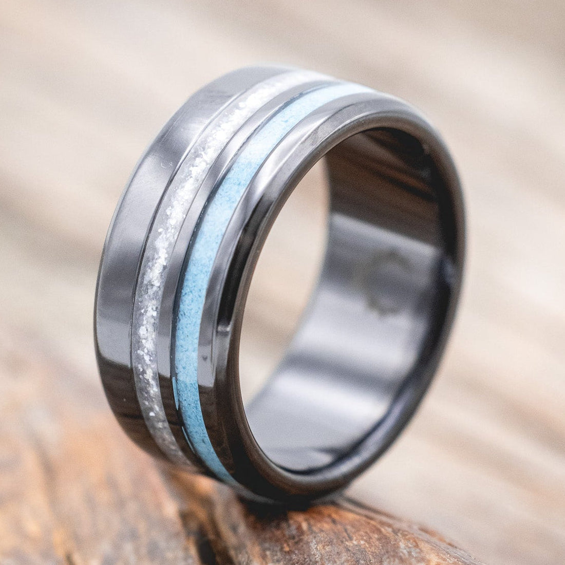 "COSMO" - DIAMOND DUST & TURQUOISE WEDDING BAND-Staghead Designs