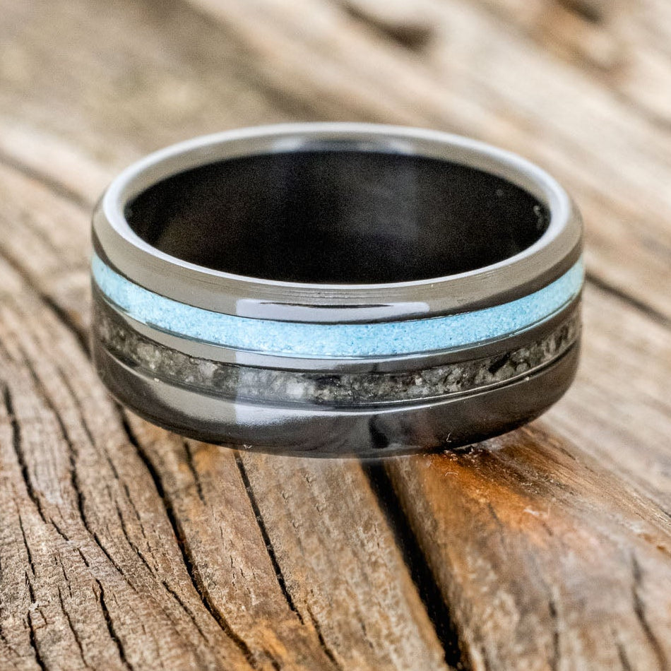 "Cosmo" - Moonstone & Turquoise Wedding Band-Staghead Designs