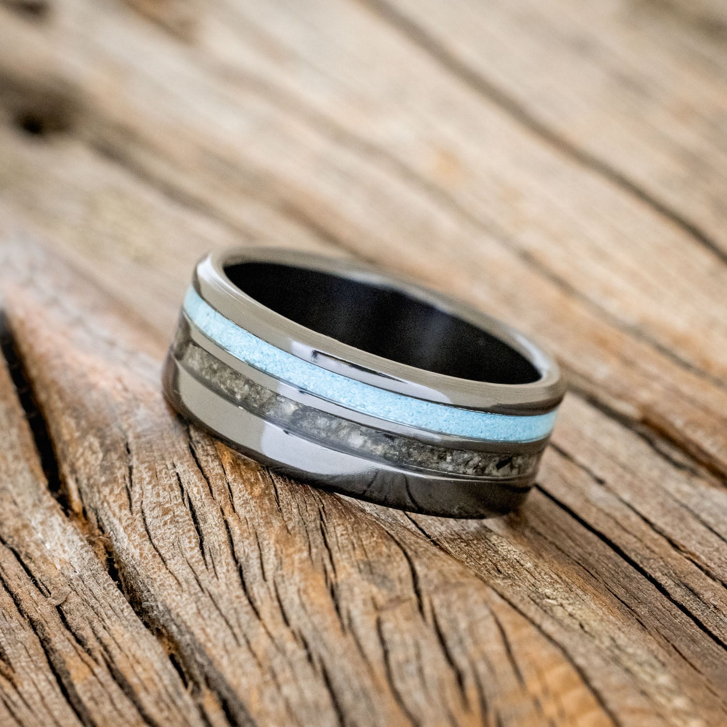 "Cosmo" - Moonstone & Turquoise Wedding Band-Staghead Designs