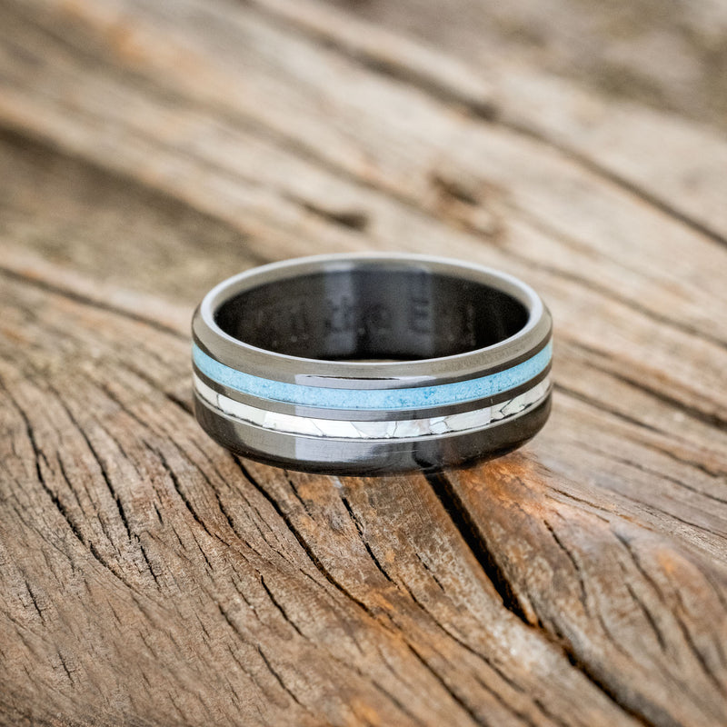 "COSMO" - TURQUOISE & MOTHER OF PEARL WEDDING RING-6