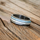 "COSMO" - TURQUOISE & MOTHER OF PEARL WEDDING RING-5