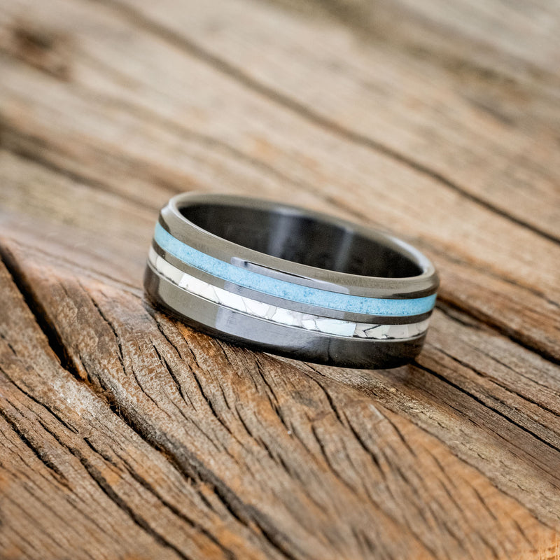 "COSMO" - TURQUOISE & MOTHER OF PEARL WEDDING RING-5