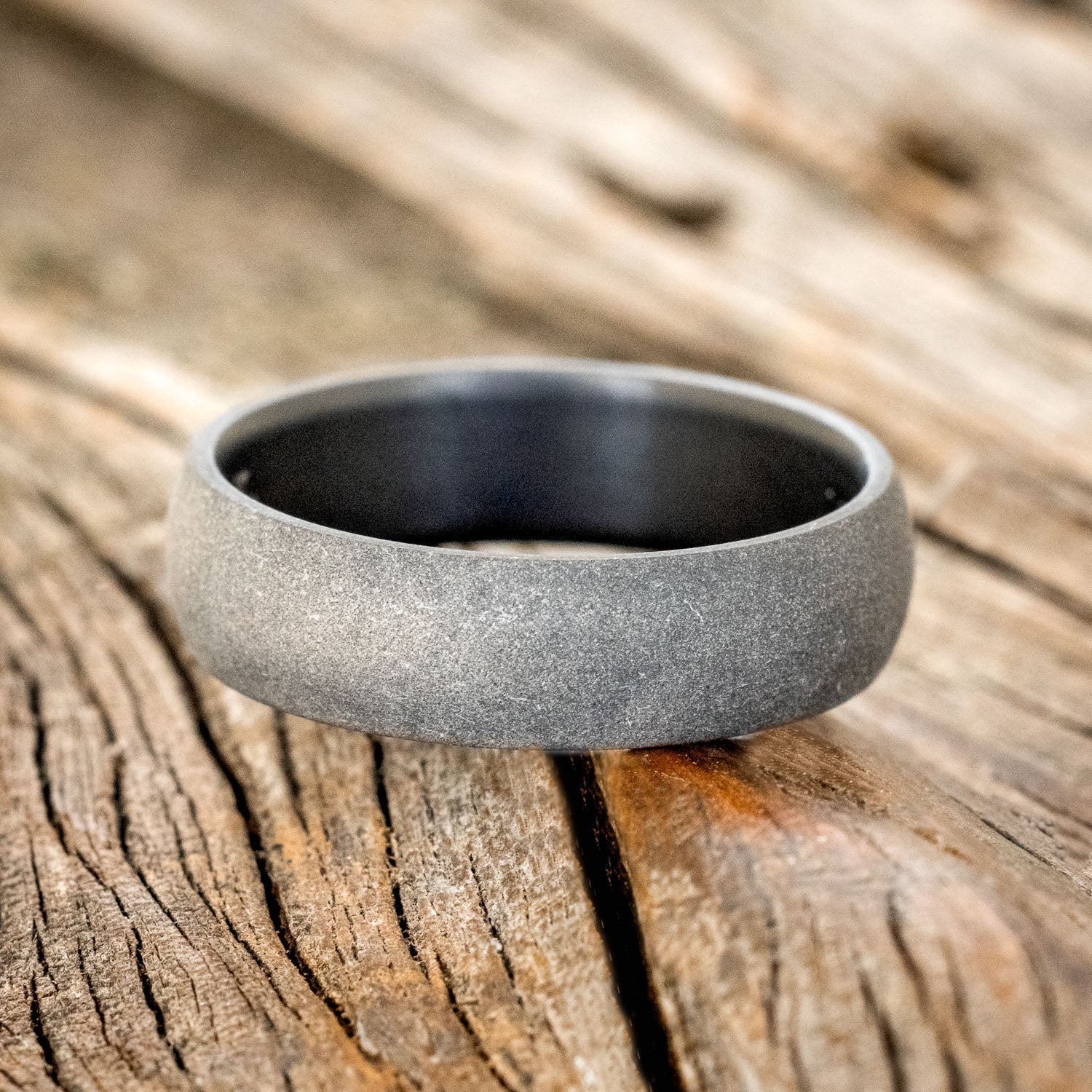 DOMED PROFILE WEDDING BAND WITH SANDBLASTED FINISH - BLACK ZIRCONIUM (6MM) - SIZE 9 1/4-3