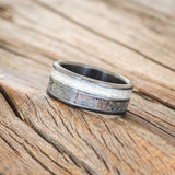 "DYAD" - DIAMOND DUST & BLACK FIRE OPAL WEDDING BAND - READY TO SHIP-8