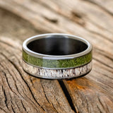 "DYAD" - MOSS & ANTLER WEDDING BAND - BLACK ZIRCONIUM - SIZE 10 1/4-3