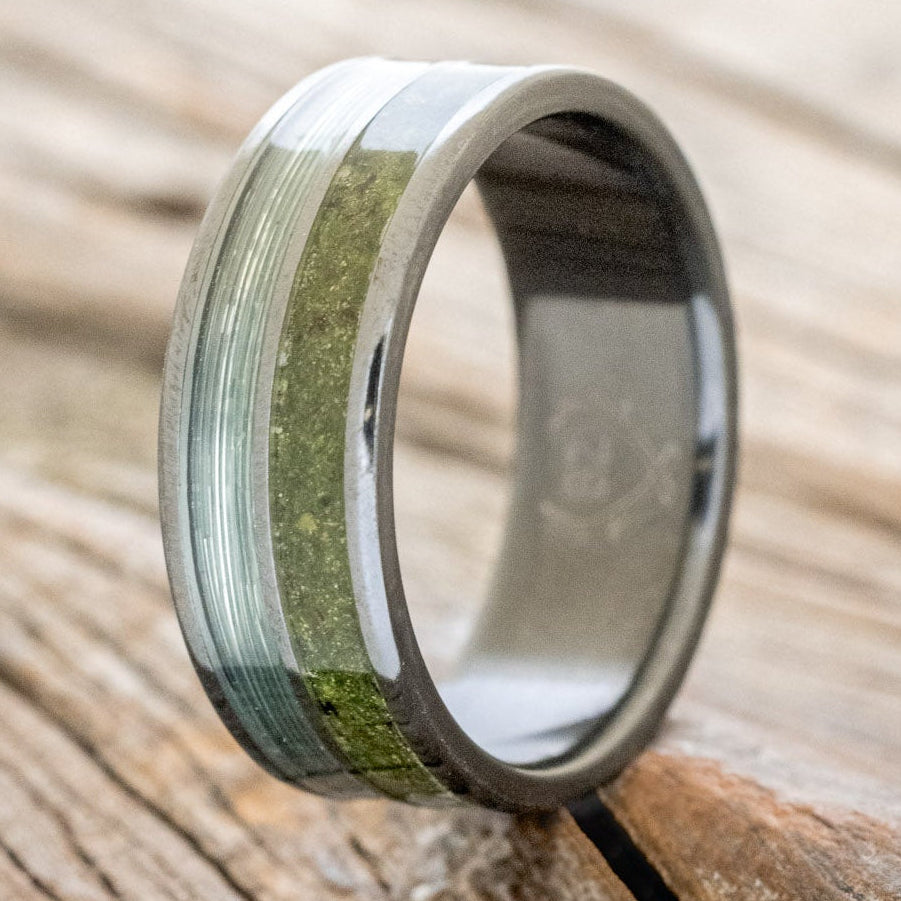 "DYAD" - MOSS & FISHING LINE WEDDING BAND-4