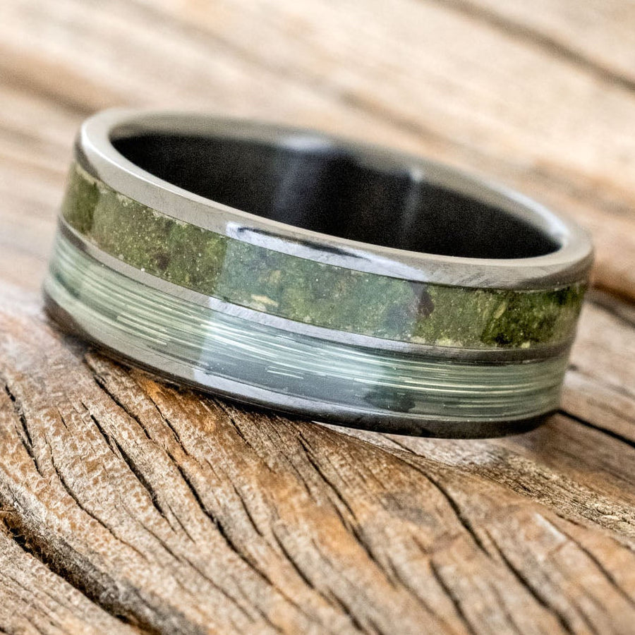 "DYAD" - MOSS & FISHING LINE WEDDING BAND-5