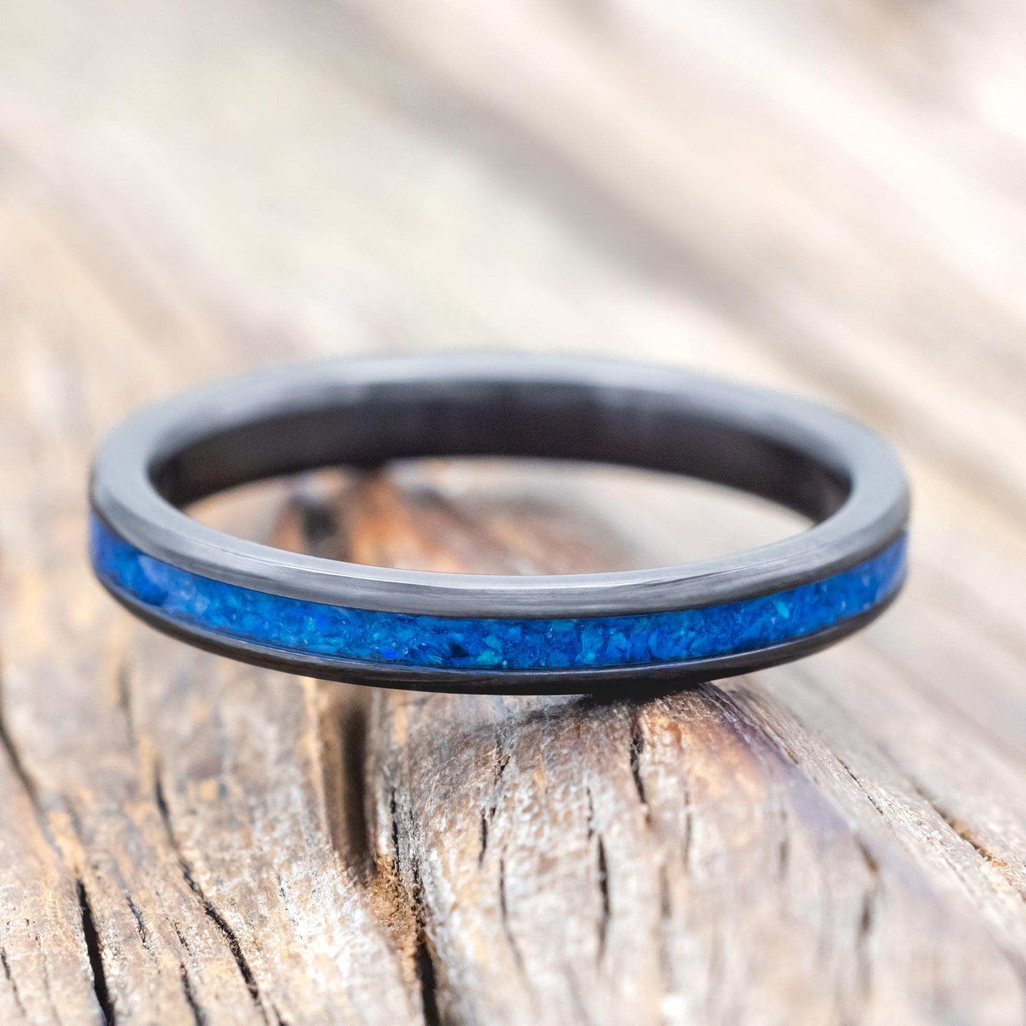 "ETERNA"- BLUE OPAL STACKING WEDDING BAND-Staghead Designs