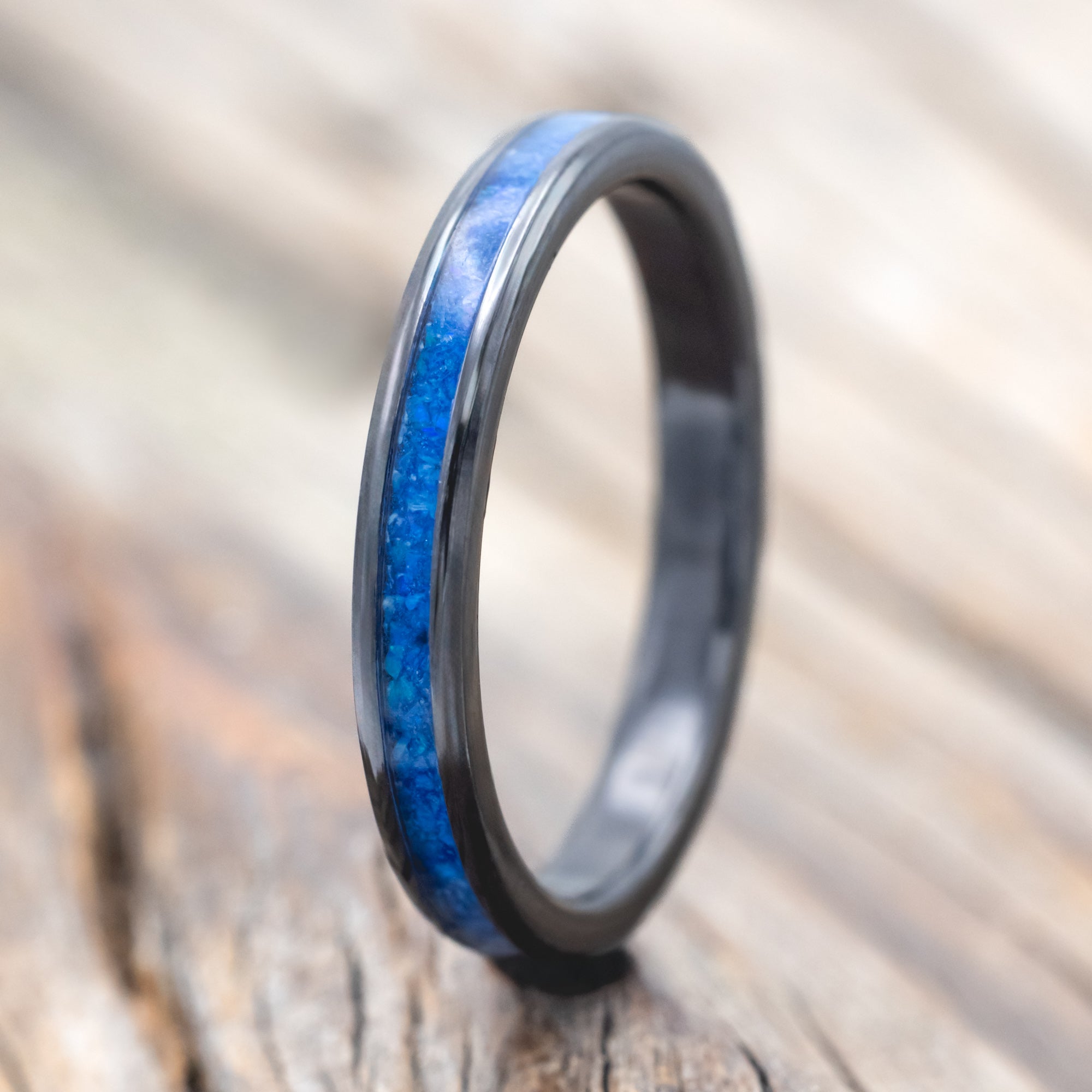 "ETERNA"- BLUE OPAL STACKING WEDDING BAND-Staghead Designs