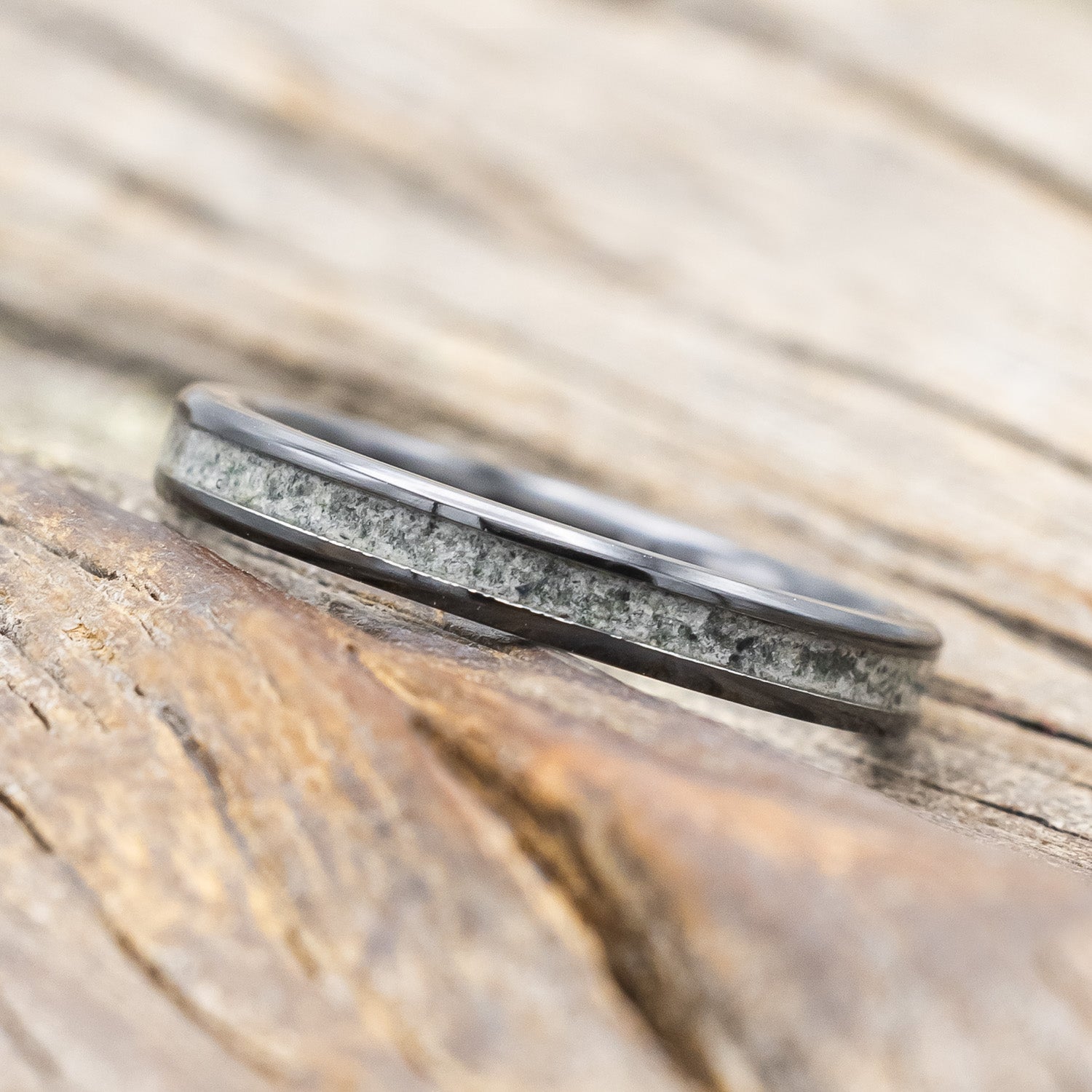 "ETERNA" - MOSS AGATE INLAY STACKING BAND-Staghead Designs