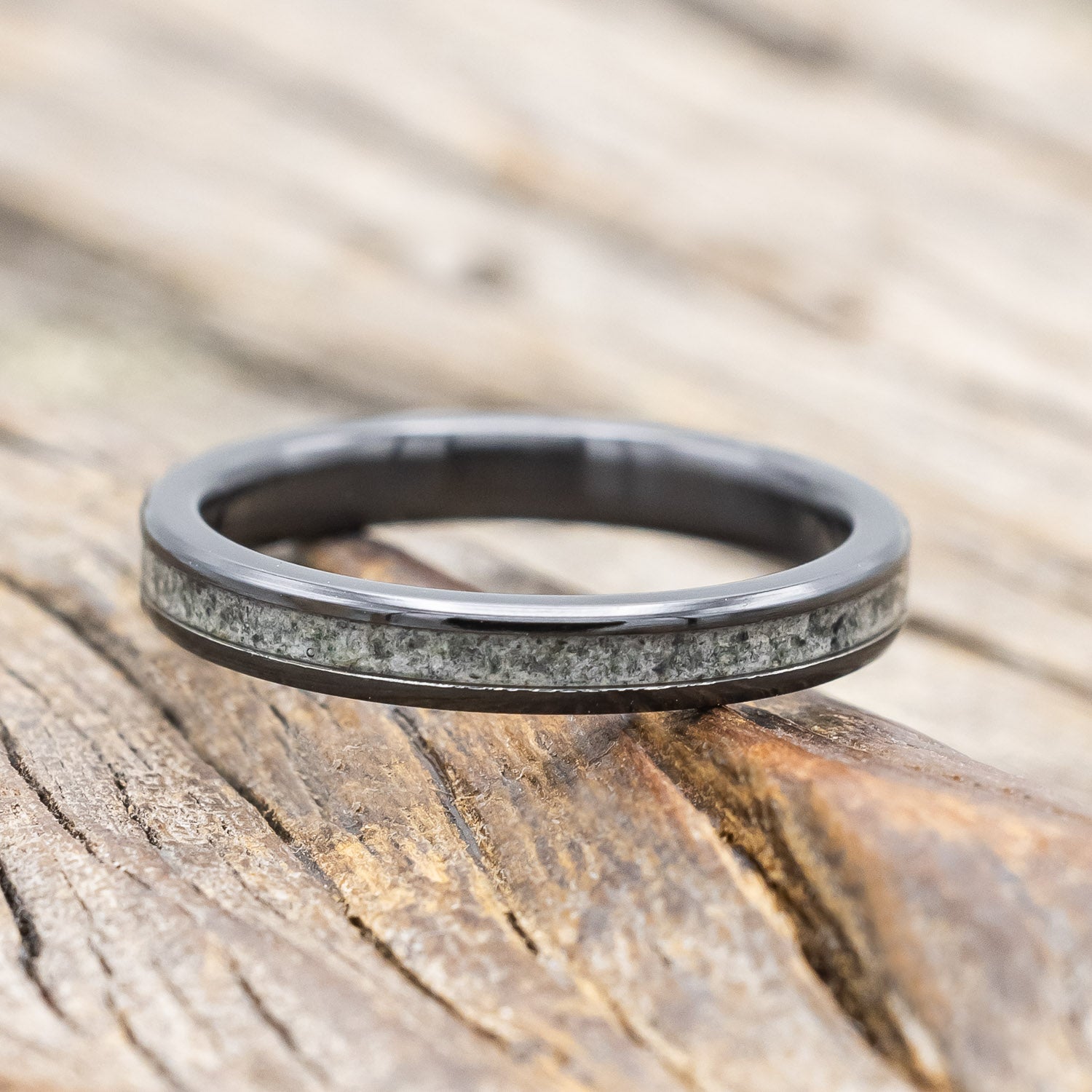 "ETERNA" - MOSS AGATE INLAY STACKING BAND-Staghead Designs