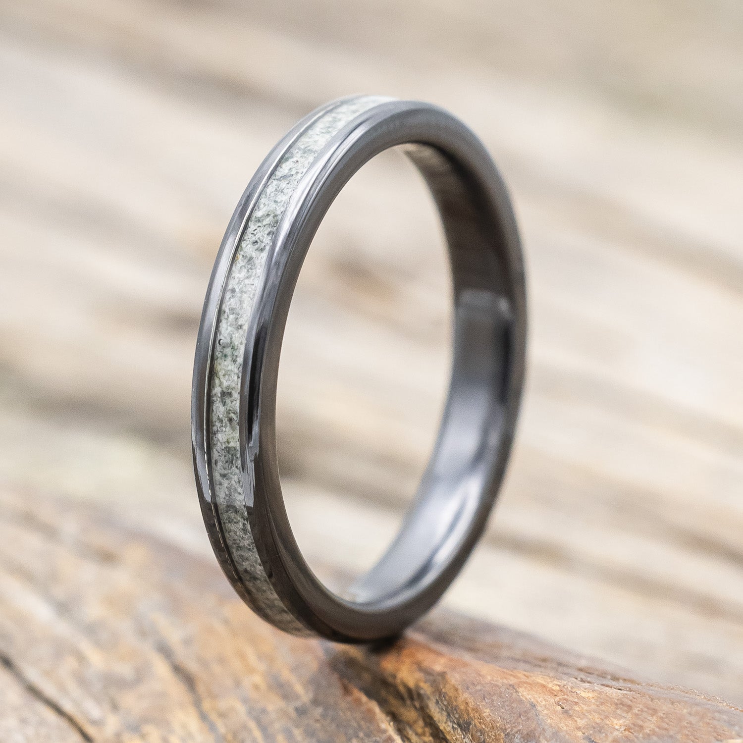 "ETERNA" - MOSS AGATE INLAY STACKING BAND-Staghead Designs