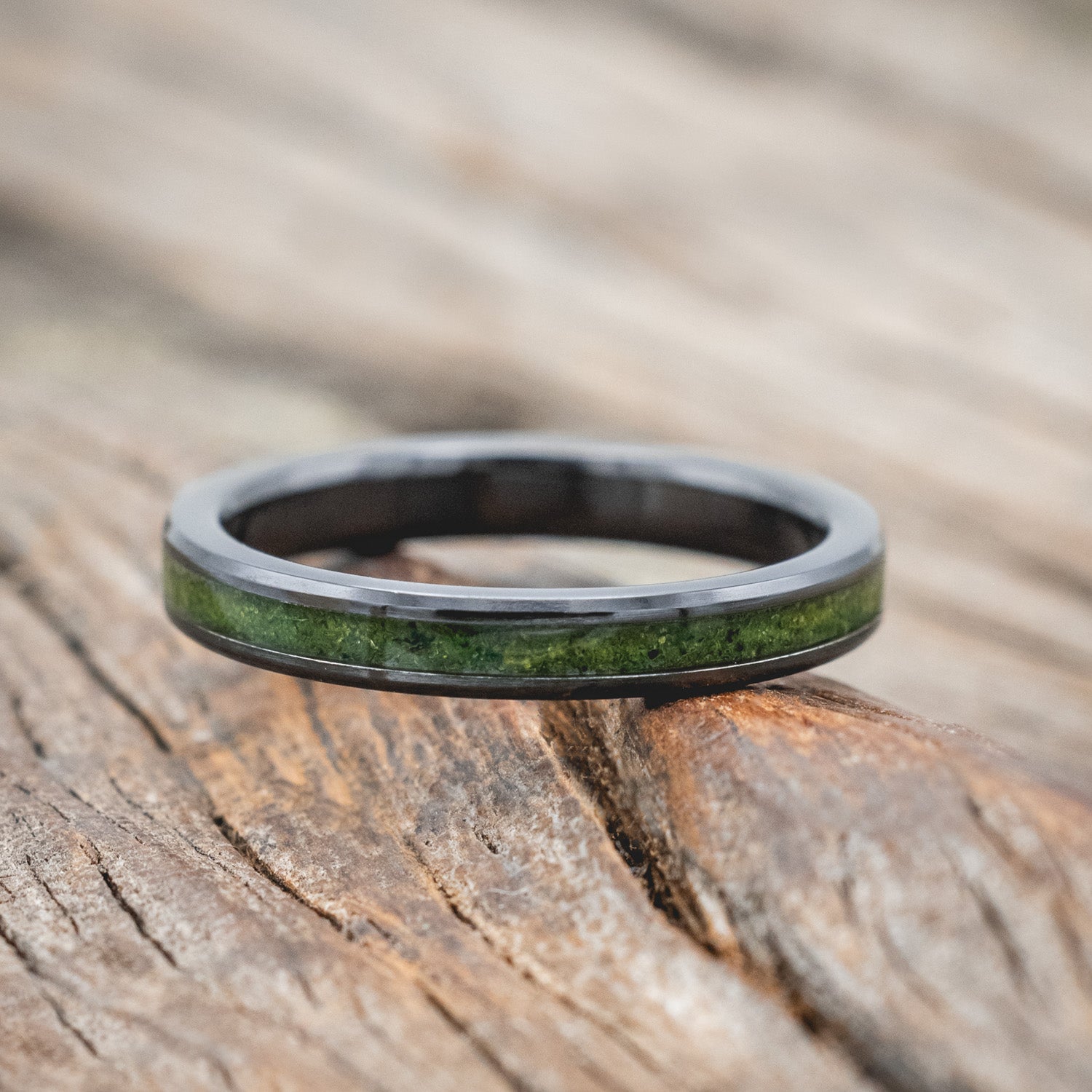 "ETERNA" - MOSS INLAY STACKING BAND-Staghead Designs
