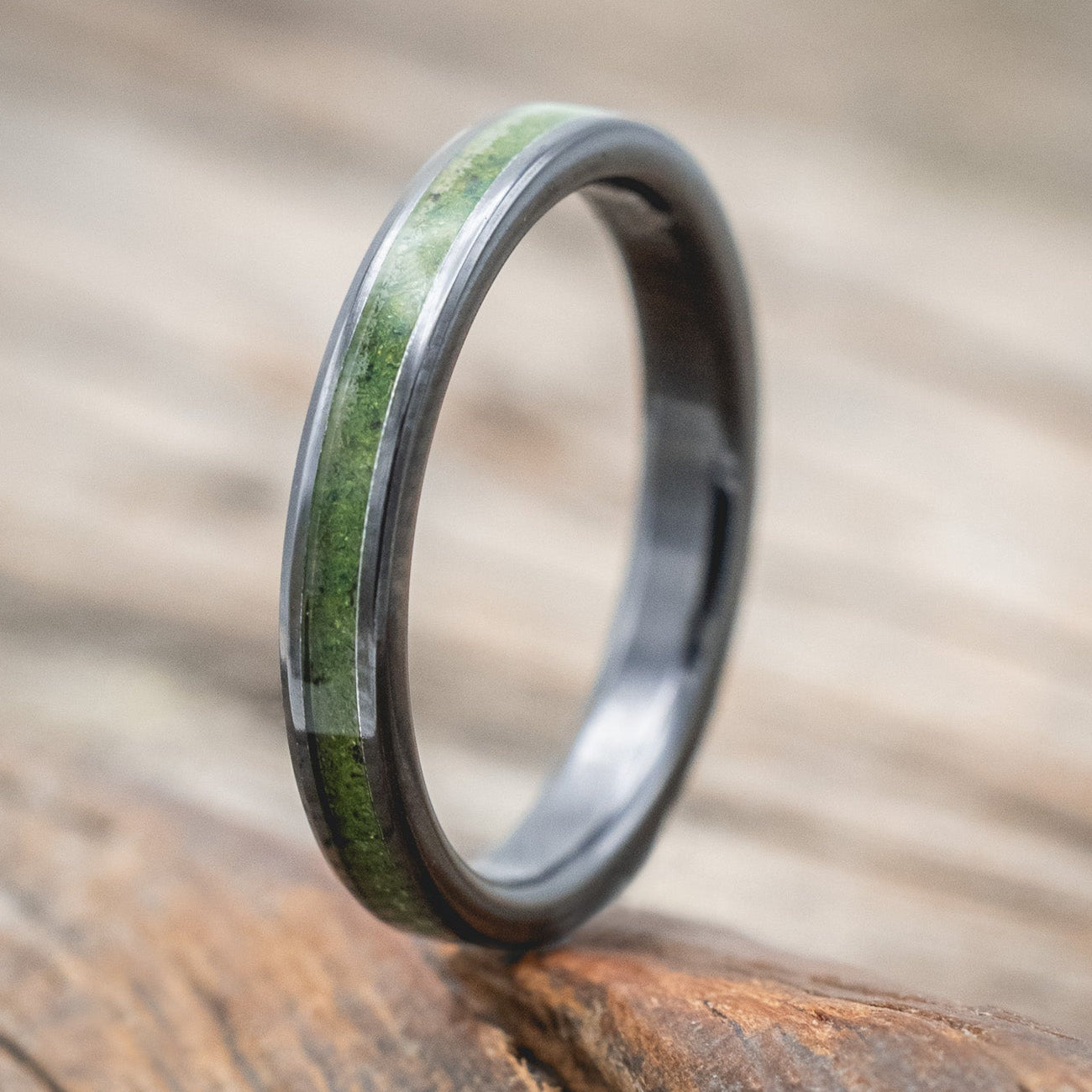 "ETERNA" - MOSS INLAY STACKING BAND-Staghead Designs