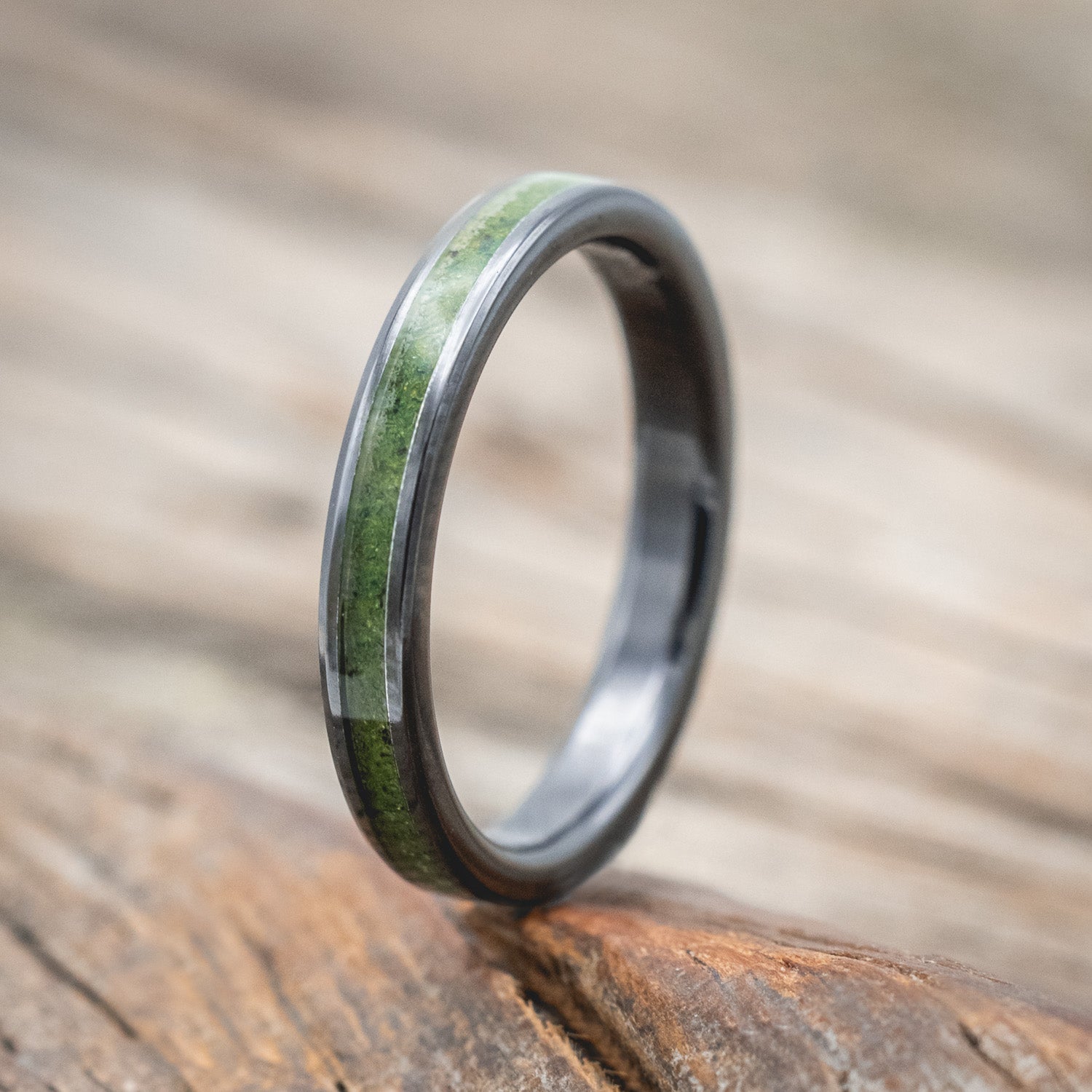 "ETERNA" - MOSS INLAY STACKING BAND-Staghead Designs