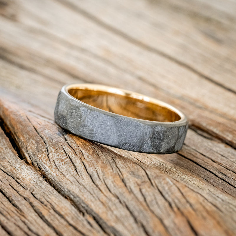 FACETED BLACK ZIRCONIUM WEDDING RING WITH A 14K GOLD LINING-2