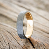 FACETED BLACK ZIRCONIUM WEDDING RING WITH A 14K GOLD LINING-1