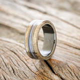 "GLEN" - BUCKEYE BURL WOOD & COSMIC ACRYLIC WEDDING BAND-1