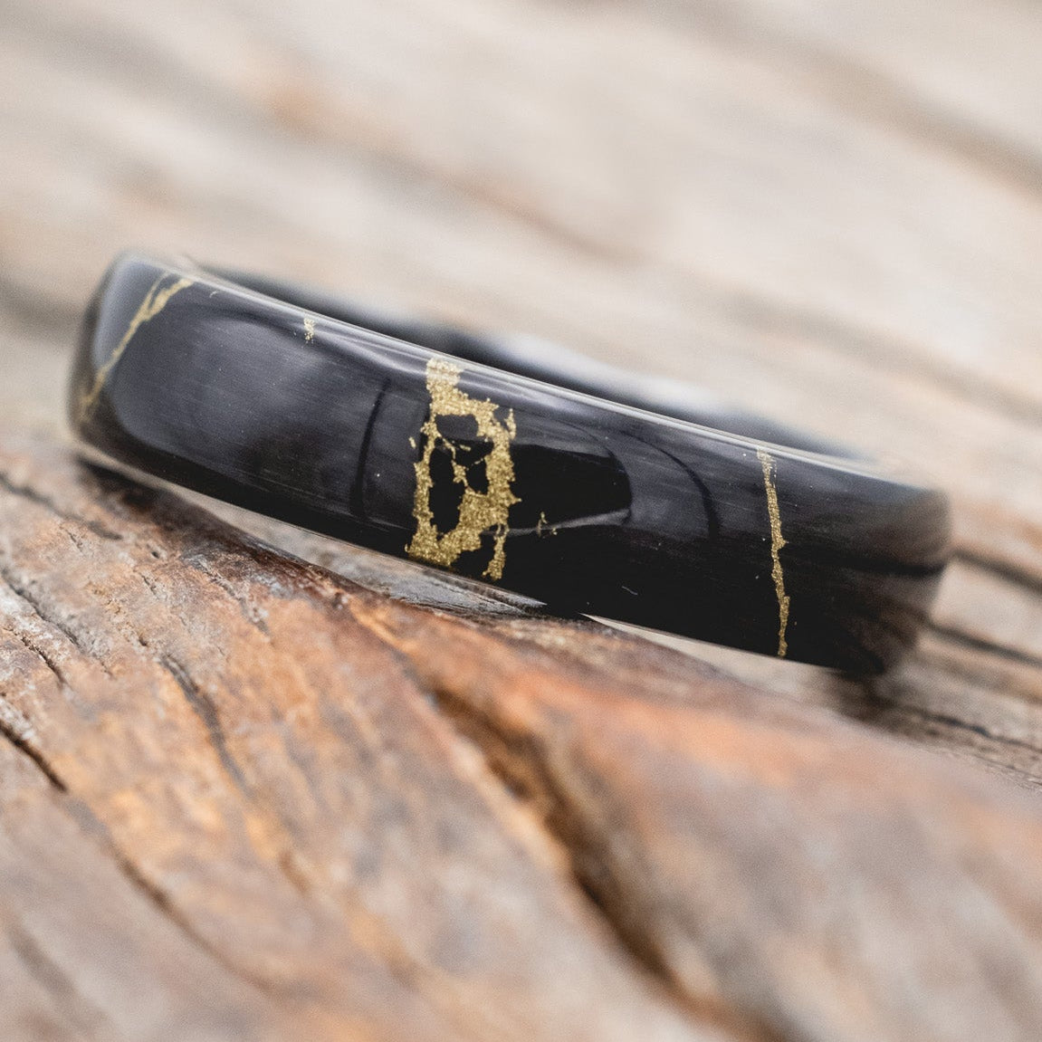 "Haven" - Black & Gold Matrix TruStone Wedding Band-Staghead Designs