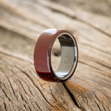 "HAVEN" - RED DYED SPALTED MAPLE WEDDING BAND - READY TO SHIP-1