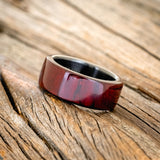 "HAVEN" - RED DYED SPALTED MAPLE WEDDING BAND - READY TO SHIP-2