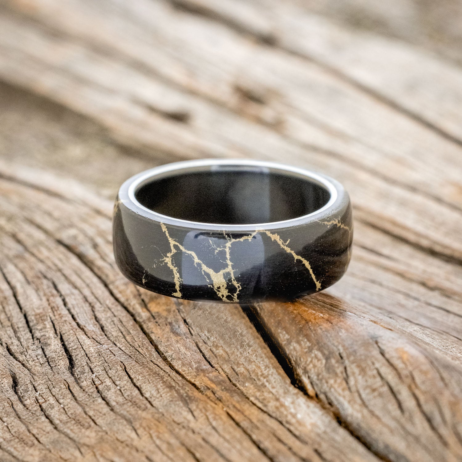 "HAVEN" - BLACK & GOLD MATRIX TRUSTONE WEDDING BAND-9