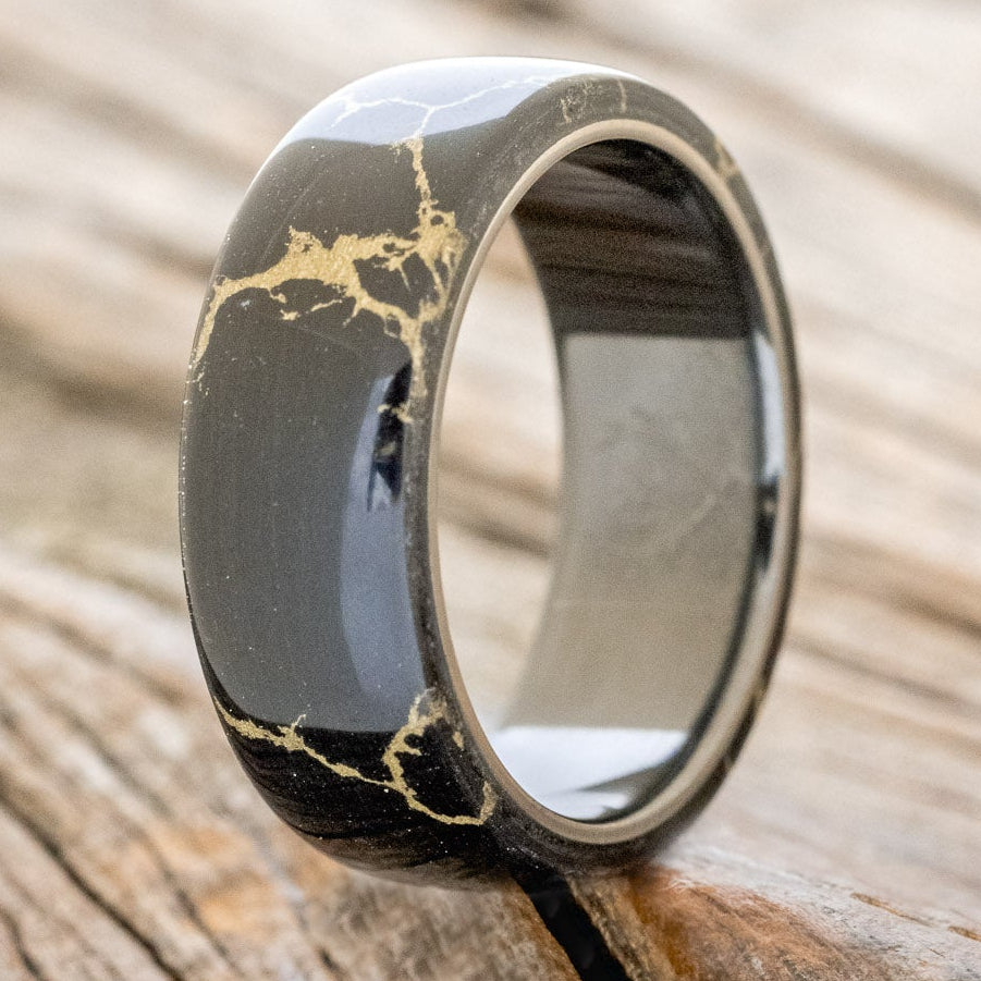 "HAVEN" - BLACK & GOLD MATRIX TRUSTONE WEDDING BAND-7