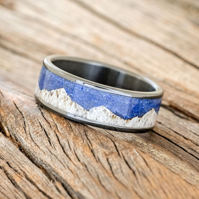 "HELIOS" - ANTLER & LAPIS LAZULI WEDDING BAND-1