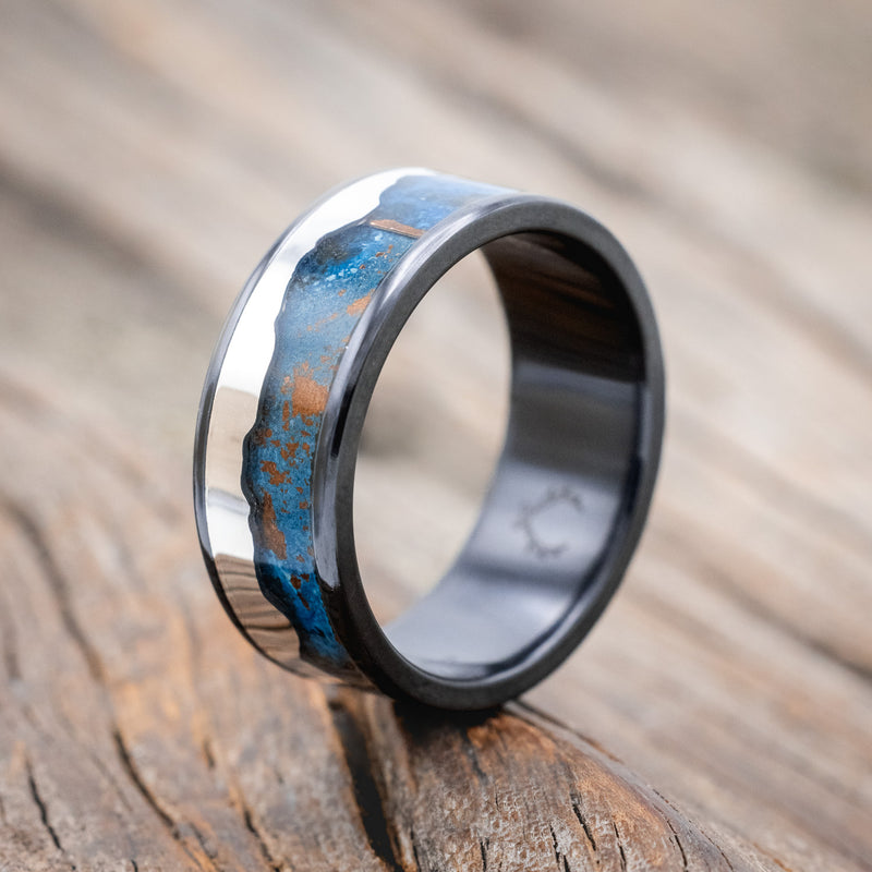 "HELIOS" - PATINA COPPER WEDDING BAND FEATURING THE HIMALAYAS MOUNTAIN RANGE-Staghead Designs