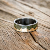 "HELIOS" - MOSS & 14K YELLOW GOLD MOUNTAIN RANGE WEDDING BAND-6