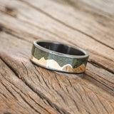 "HELIOS" - MOSS & 14K YELLOW GOLD MOUNTAIN RANGE WEDDING BAND-5